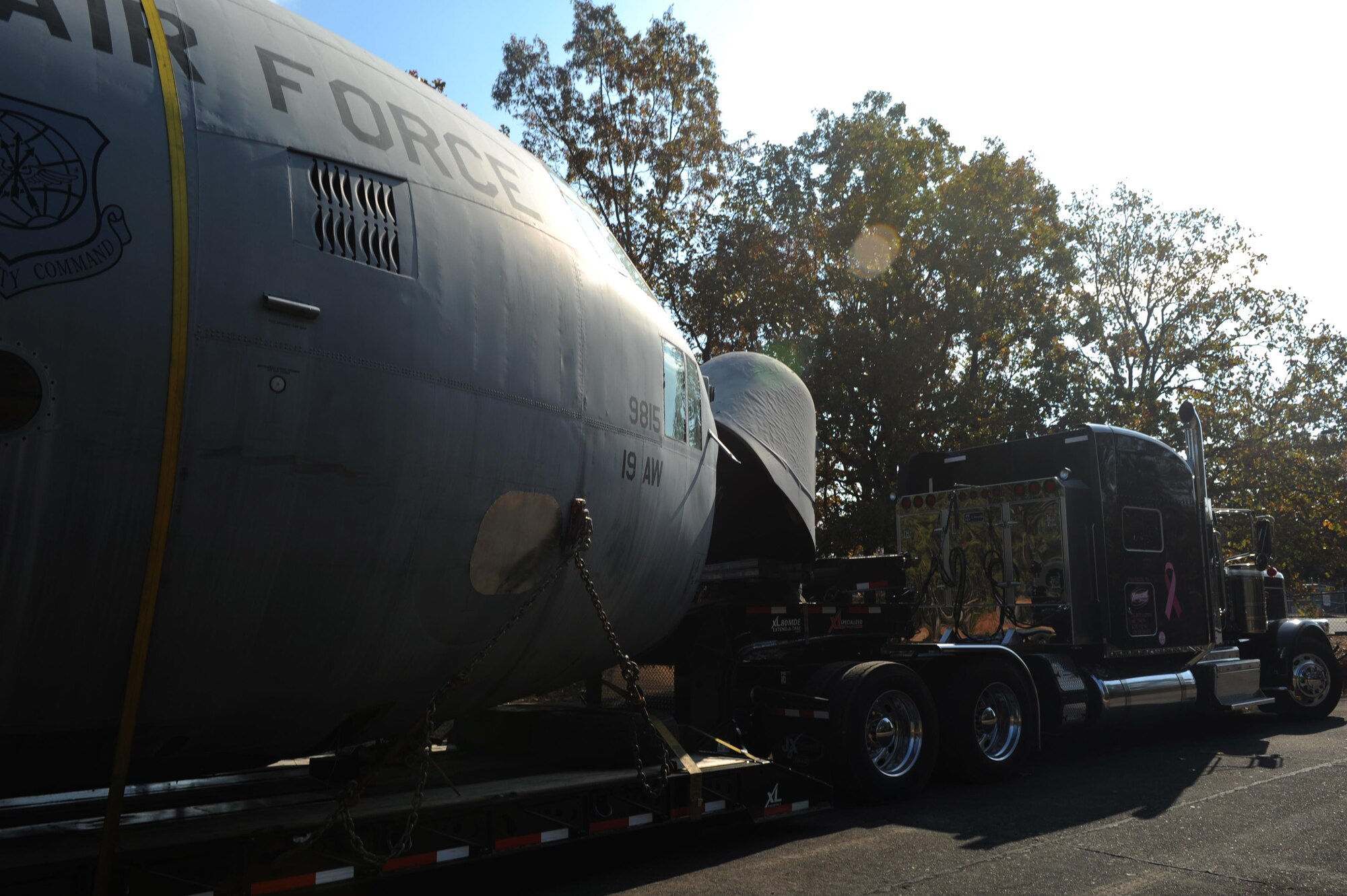 The final C-130E, Tail No. 9815 departs little Rock Air Force Base, Ark. Nov. 11, 2016, for Vandenberg Airport in Evansville, Ind. The aircraft will be used to train law enforcement, Homeland Security personnel and firefighters to practice real-world scenarios. (U.S. Air Force photo by Airman 1st Class Grace Nichols)