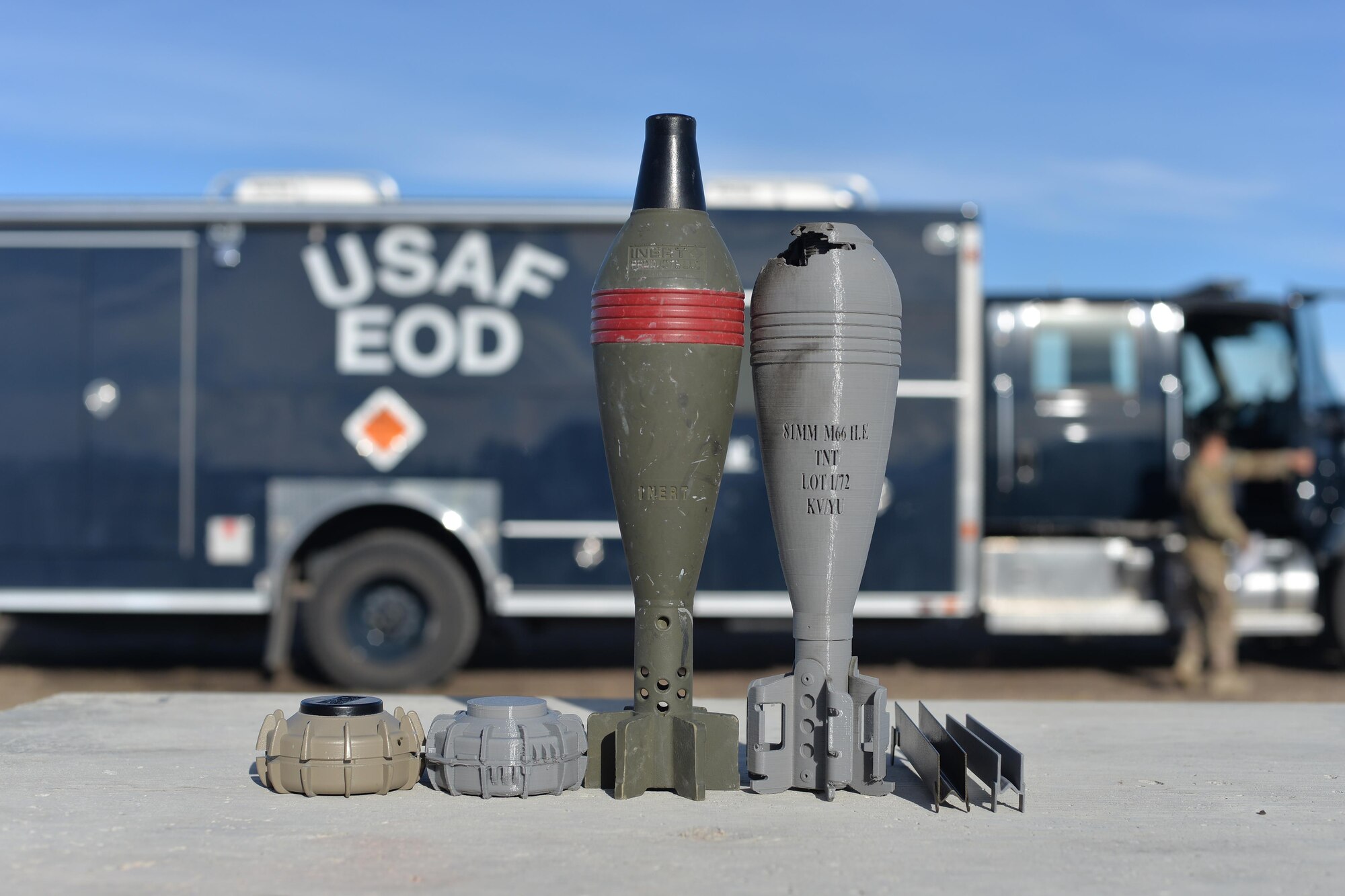 The 341st Civil Engineer Squadron explosive ordnance disposal unit is now using a 3-D printer to produce training aids that allow for realistic training without having to preserve them for future training. The training aids can now be made at a low cost, allowing more practical training and saving the unit hundreds to thousands of dollars each year. (U.S. Air Force photo/Airman 1st Class Daniel Brosam)