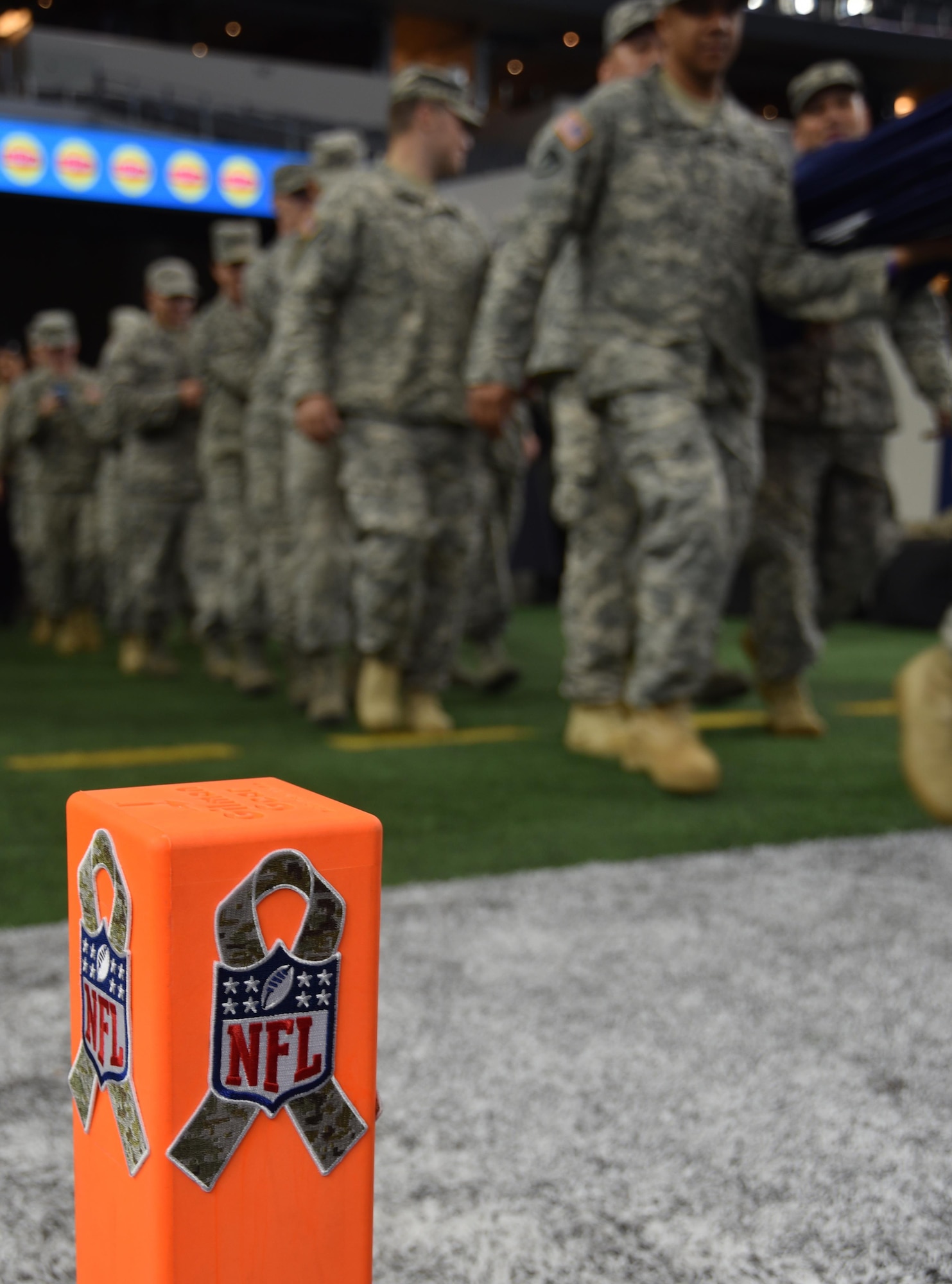 Over 280 service members engaged in pre-game and halftime activities during the Dallas Cowboys' Military Appreciation Day Nov. 20, 2016, at AT&T Stadium in Arlington, Texas. The Cowboys triumphed over the Ravens 27 to 17, putting their 9-1 record as the best in the NFL. (Air Force photo by Julie Briden-Garcia)