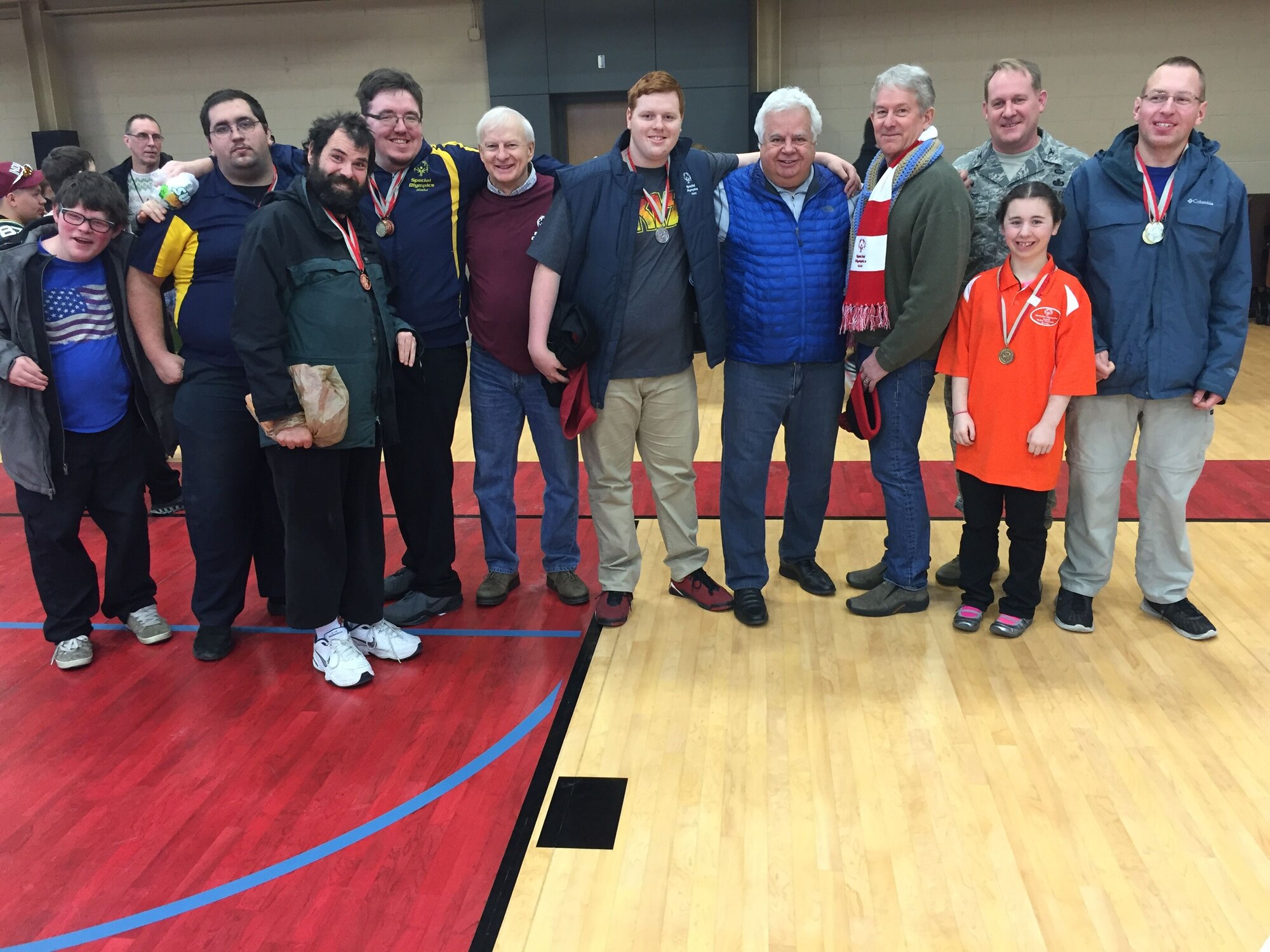 Volunteers from the local Anchorage, Alaska community and Joint Base Elmendorf-Richardson came together to support the 2016 Special Olympics Alaska Bowling Tournament, which was held at the Polar Bowl bowling alley from Nov. 18 to Nov. 21. The Special olympians knocked down a total of 196,817 pins during the weekend-long tournament as they were supported by volunteers from both JBER and the community. (U.S. Air Force courtesy photo)