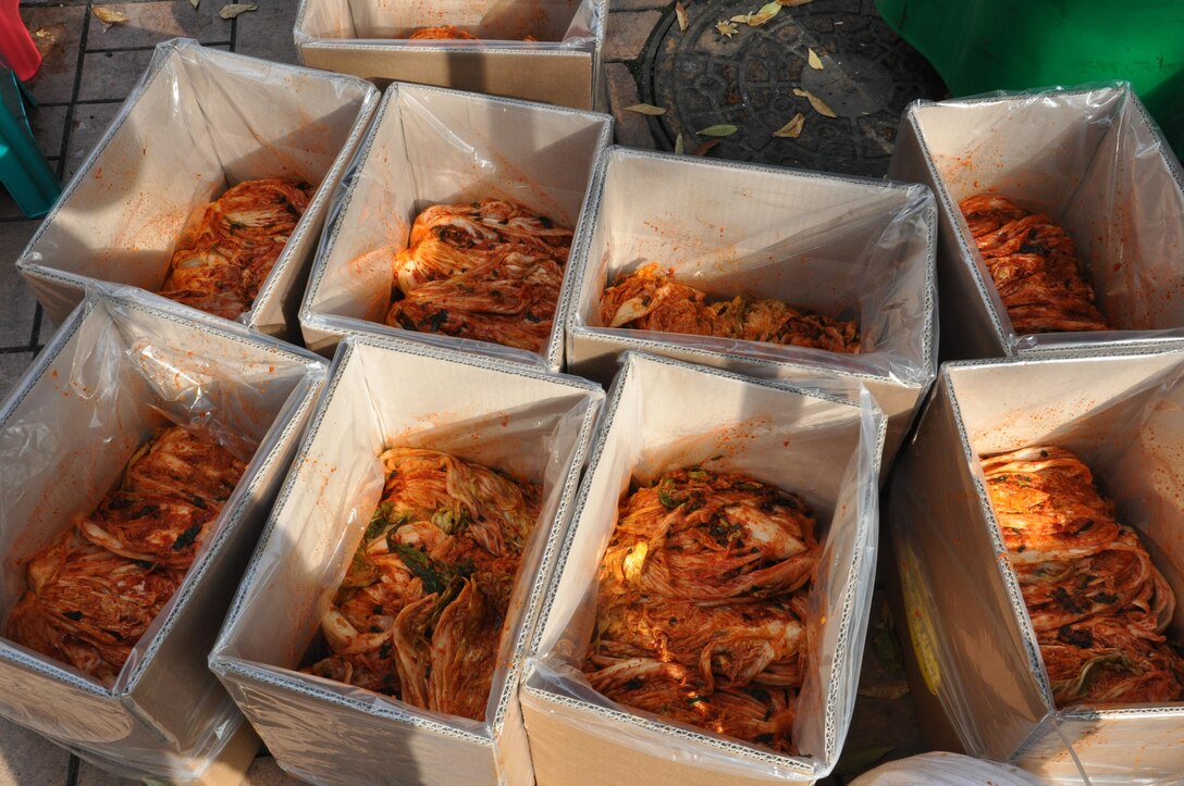 Participants in this annual event transformed more than 2,500 heads of cabbage into 500 boxes of kimchi.