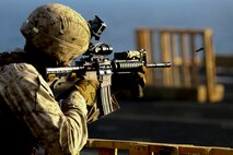 161115-M-BE869-047 RED SEA (Nov. 15, 2016) Marines assigned to Weapons Company, Battalion Landing Team, 1st Battalion, 6th Marine Regiment, 22nd Marine Expeditionary Unit (MEU), participate in a live fire weapons shoot on the flight deck of the amphibious assault ship USS Wasp (LHD 1) on Nov. 15, 2016. The 22nd MEU, deployed with the Wasp Amphibious Ready Group, is conducting naval operations in support of U.S. national security interests in the 5th Fleet area of operations. (U.S. Marine Corps photo by Cpl. Ryan G. Coleman)