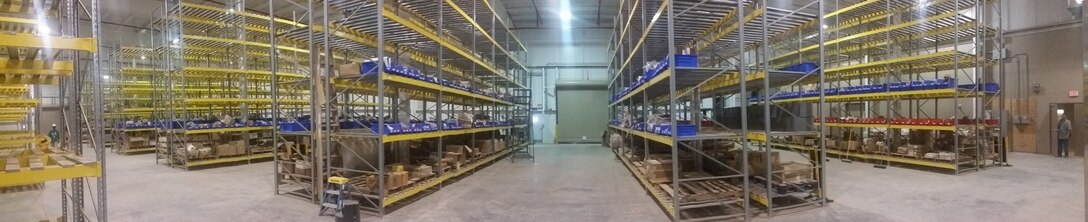Racking systems in place at DLA Distribution Djibouti awaiting shipped materiel.
