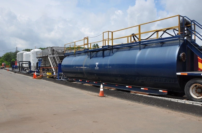 An on-site water treatment plant at the Horseshoe Road Superfund site in Sayreville, NJ, where the U.S. Army Corps of Engineers, New York District, is removing contaminants from ground water and soil, a complex process that can take years. (Photo: James D’Ambrosio, Public Affairs Specialist, U.S. Army Corps of Engineers, NY District.)