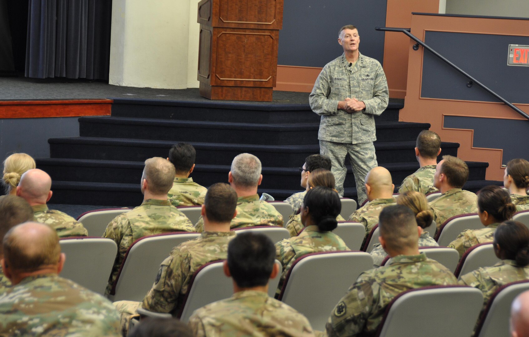 DLA Director Air Force Lt. Gen. Andy Busch spoke to students at the U.S. Army Command and General Staff School at Fort Belvoir, Virginia, Nov. 22. 