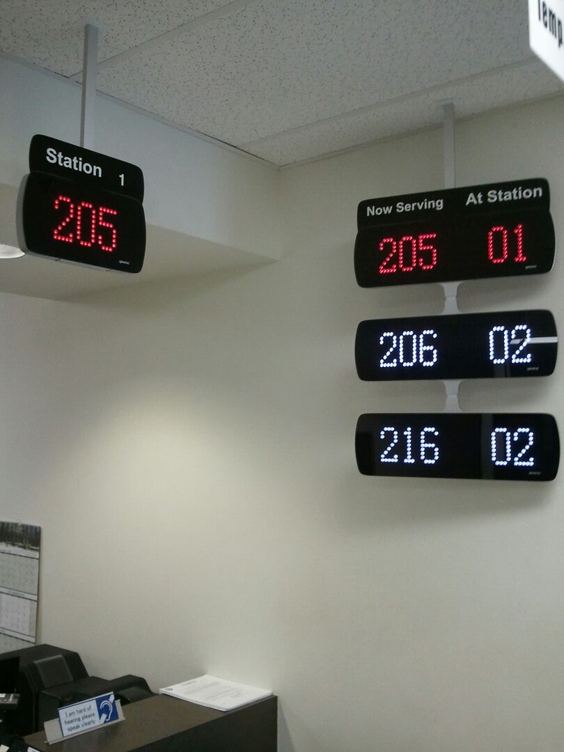 The new Visitor Management System at the Defense Supply Center Richmond Welcome Center provides numbers to waiting customers based on their needs. The system is intended to reduce wait times and increase customer satisfaction. 