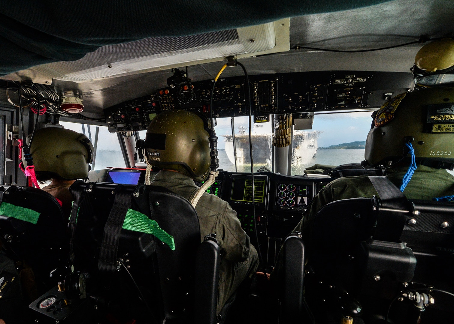 Sailors navigate a landing craft air cushion toward the well deck of the amphibious transport dock ship USS Somerset (LPD 25) during a theater security cooperation exchange with the Sri Lankan military, Nov. 23, 2016. Somerset and embarked 11th Marine Expeditionary Unit are conducting the exchange with Sri Lankan forces in order to enhance tactical skill sets and disaster relief capabilities while strengthening the overall relationship between the two forces 