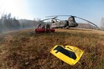 Soldiers with the 59th Aviation Troop Command continued their support of the South Carolina wildfires over Thanksgiving Day, Nov. 24, 2016, with CH-47 Chinook and UH-60 Black Hawk helicopters used to pour water on the fires with a Bambi Bucket. 