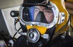 A U.S. Army engineer diver with the 511th Engineer Dive Detachment from Fort Eustis, Va., waits to dive off the MG Charles P. Gross (Logistics Support Vessel-5) and into the Arabian Gulf, off the coast of Kuwait Naval Base, to practice diving procedures Nov. 18, 2016. The unit executed various diving techniques and certified diving supervisors in emergency protocol throughout the exercise, Operation Deep Blue, enhancing the team’s overall readiness and ability to support U.S. Army Central missions. (U.S. Army photo by Sgt. Angela Lorden)