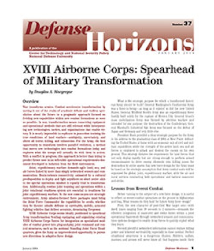 XVIII Airborne Corps: Spearhead of Military Transformation
