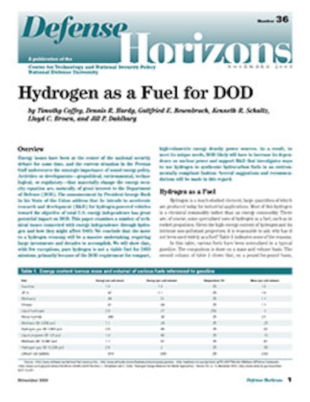 Hydrogen as a Fuel for DOD