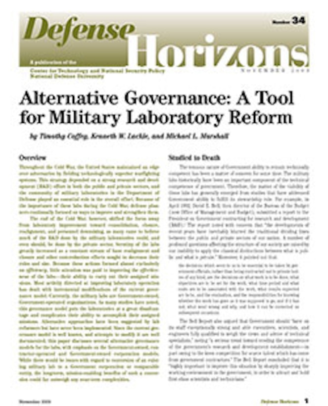 Alternative Governance: A Tool forMilitary Laboratory Reform