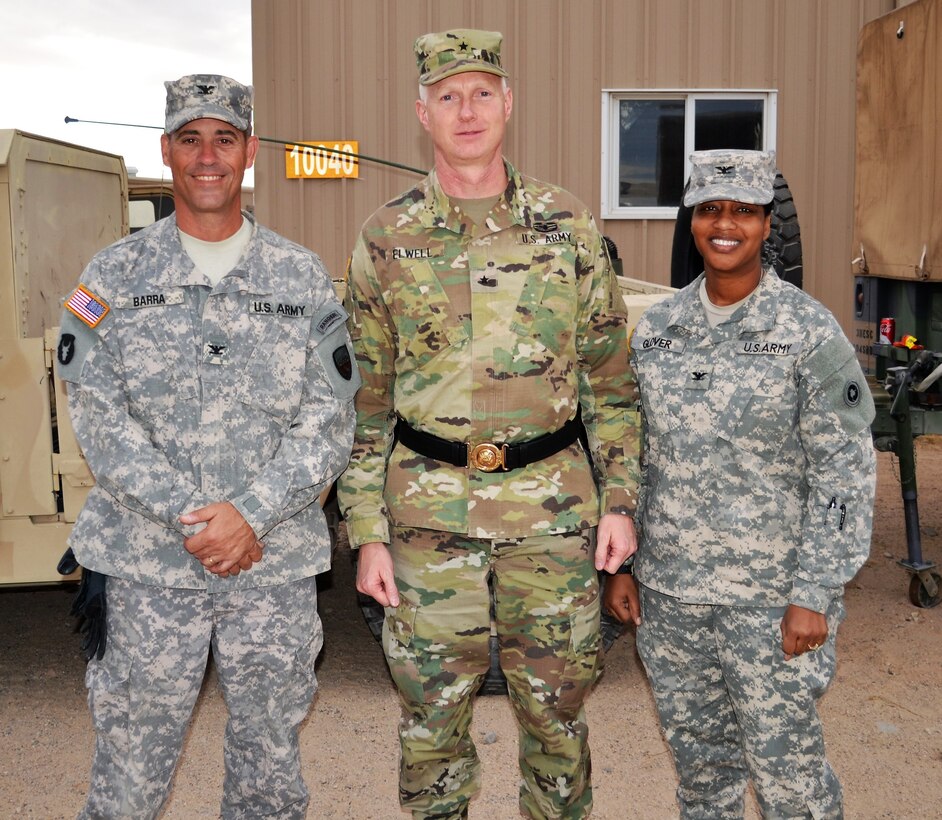 Col. Chris Barra, 304th Sustainment Brigade commander, Brig. Gen. David Elwell, 311th Expeditionary Sustainment Command commanding general, and Col. Toni Glover, 650th Regional Support Group commander, attended a joint Field Training Exercise, during a MUTA 8 four-day battle assembly, where collective training events as well as individual readiness focused on medical readiness and firearms qualification at the Fort Irwin National Training Center November 17-20.