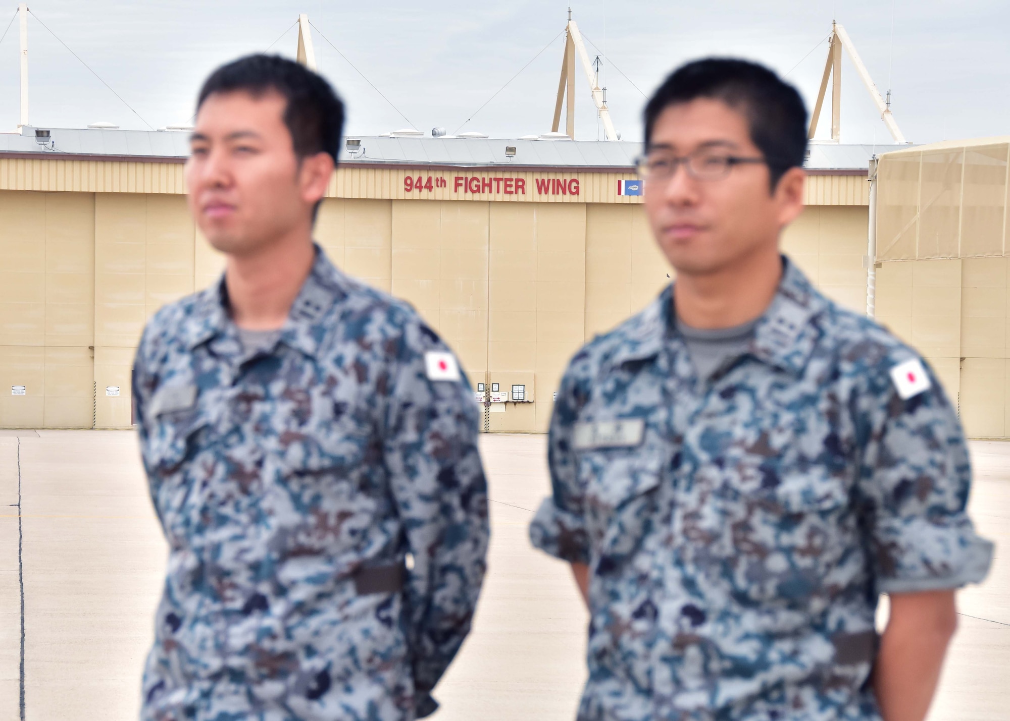 Japan Air Self-Defense Force members prepare for the arrival of the first Japanese F-35A Nov. 28 at Luke Air Force Base, Ariz. (U.S. Air Force photo by Tech. Sgt. Louis Vega Jr.)