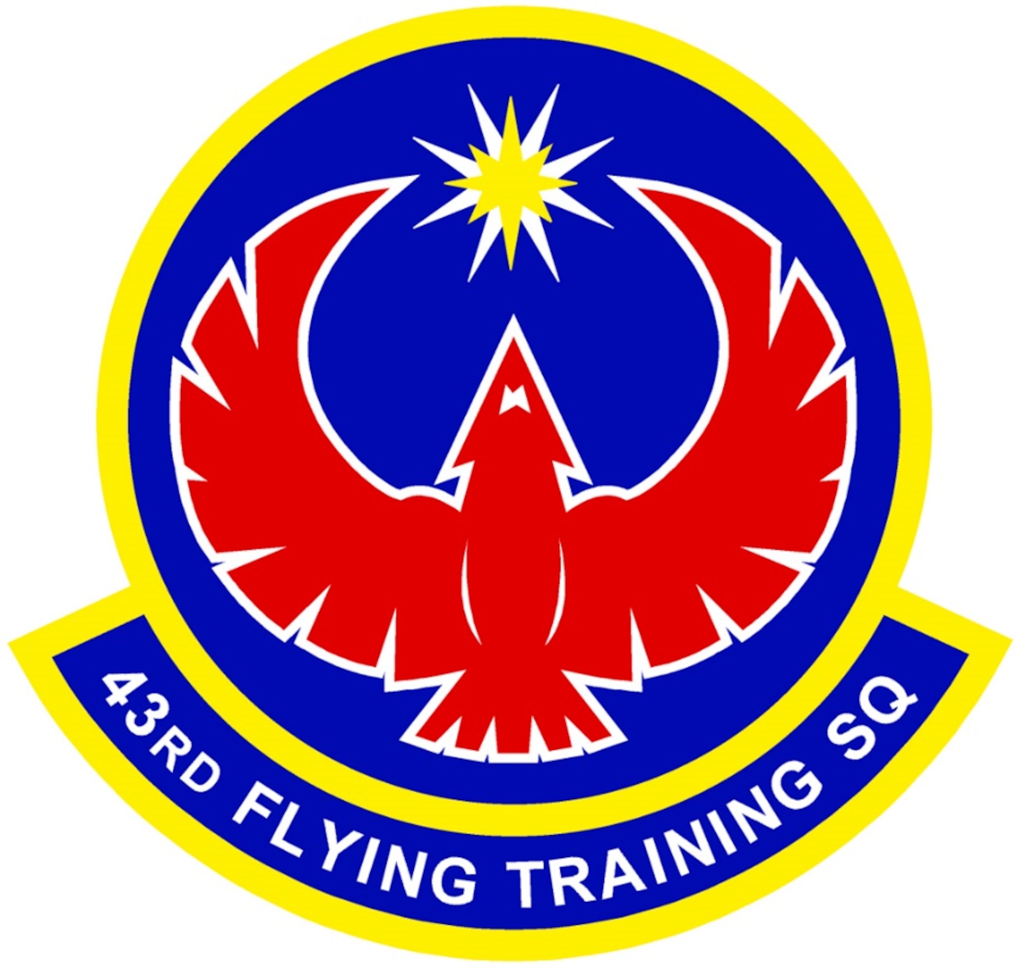 43rd Flying Training Squadron (AFRC) Emblem -- In accordance with Chapter 3 of AFI 84-105, commercial reproduction of this emblem is NOT permitted without the permission of the proponent organizational/unit commander.
