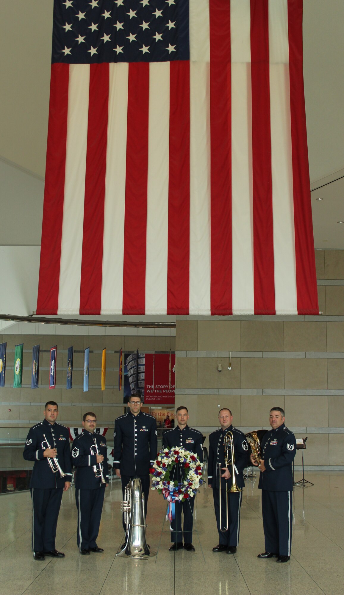 Members of “Brass In Blue” performed at the National Constitution Center in Philadelphia, PA to commemorate Veterans’ Day, 2016.  (U.S. Air Force photo by Master Sergeant Brian Stike/released)