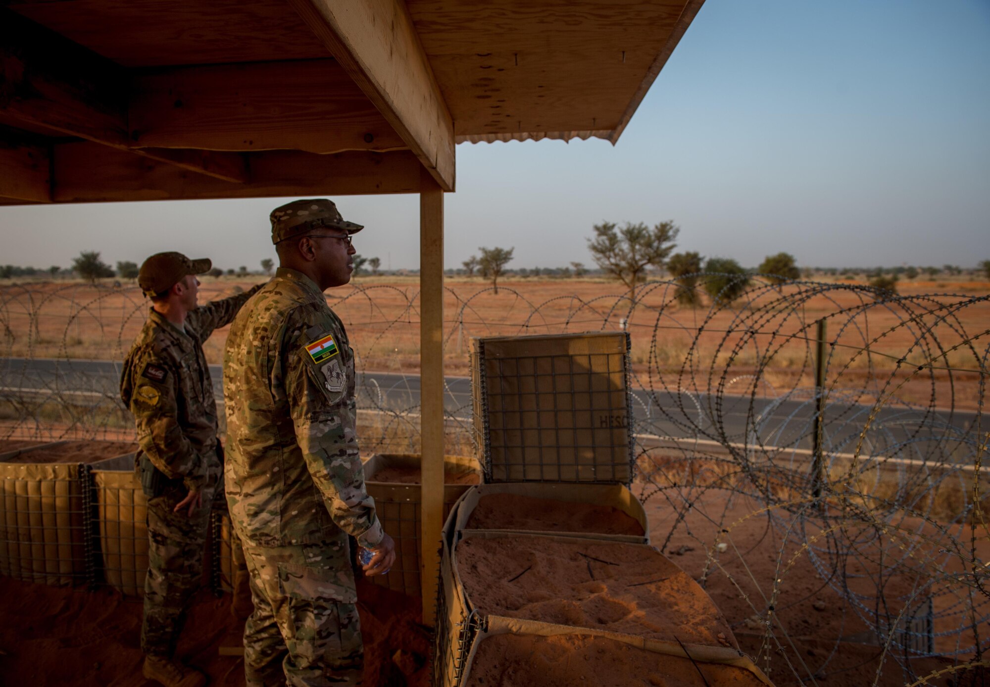 Lt. Gen. Richard Clark, 17th Expeditionary Air Force commander, tours Air Base 101, Niamey, Niger, Nov. 22, 2016. During a three day trip, Clark visited Airmen in Europe and Africa who support the Air Force's intelligence, surveillance and reconnaissance mission. This was Clark's first visit to NAS Sigonella, Niamey and Agadez as17th Expeditionary Air Force commander. (U.S. Air Force photo by Tech. Sgt. Ryan Crane)