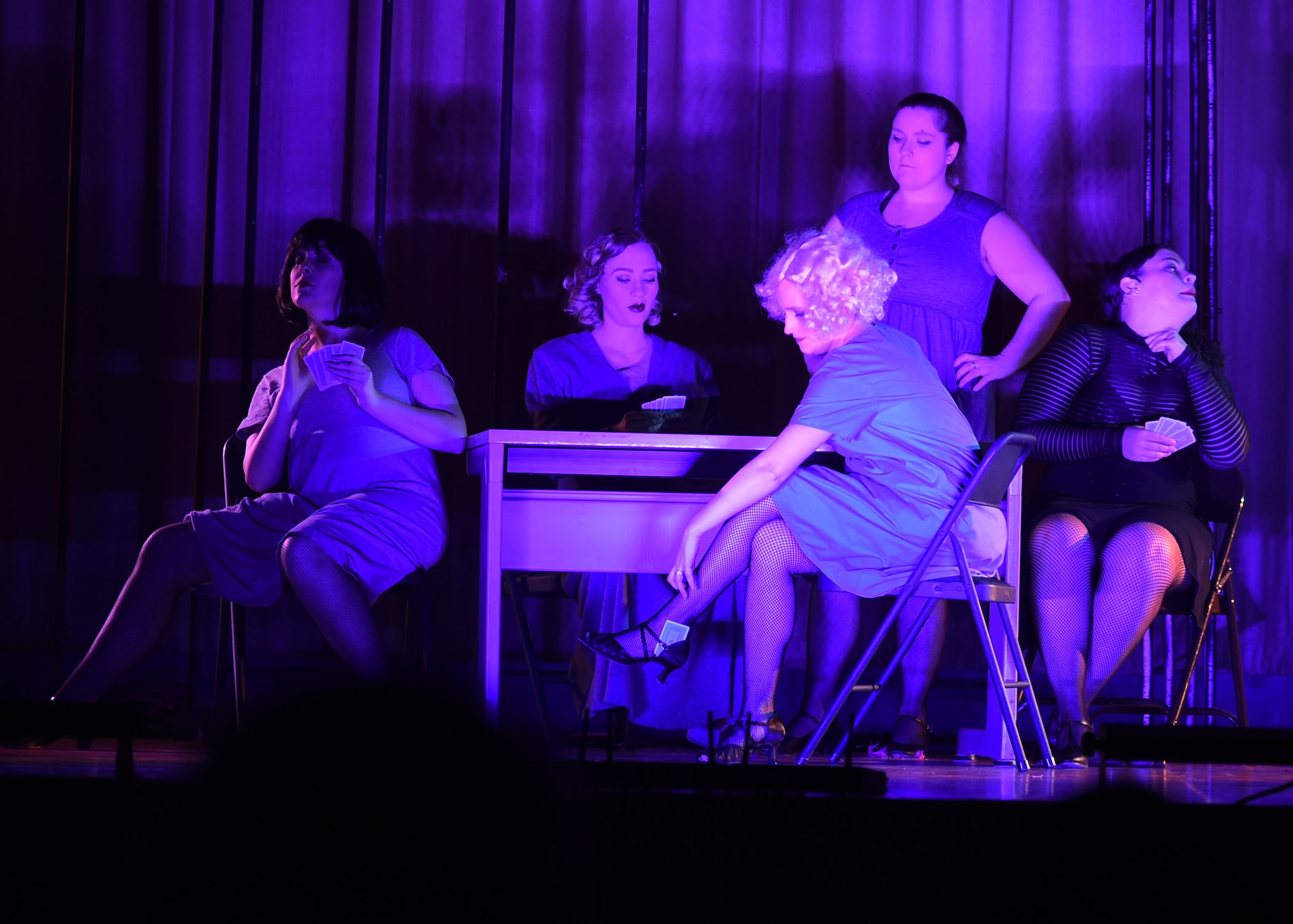 Members of the Luke Experience group perform "Chicago" Nov. 18, 2016 at Luke Air Force Base, Ariz. The play was put on by Luke Experience, which is an on-base community theater group of which people can come, audition, and perform in a show for the families of the Department of Defense and military  personnel. (U.S. Air Force photo by Senior Airman Devante Williams)
