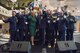 Secretary of the Air Force Deborah Lee James poses for a photo with members of the U.S. Air Force band after participating in a flash mob at the Smithsonian National Air and Space Museum in Washington D.C., with other members of the U.S. Air Force Band and their sister unit the U.S. Air Force Honor Guard, in order to kick off the holiday season by surprising visitors at the Smithsonian's National Air and Space Museum with a flash mob experience Nov. 29, 2016  (U.S. Air Force photo by Senior Master Sgt. Adrian Cadiz)(Released)