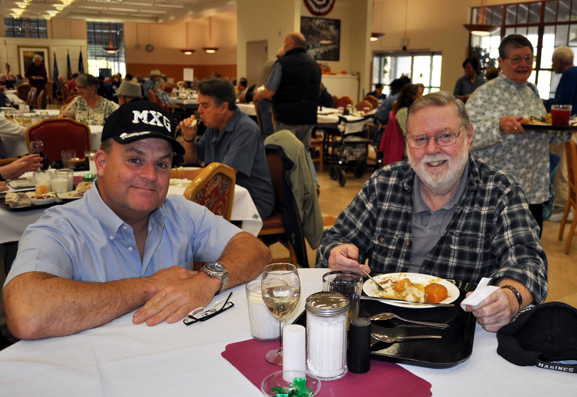 Reservist from the 349th Air Mobility Wing have been making an annual pilgrimage to the California Veterans Home, Yountville, to help serve the Thanksgiving meal. (U.S. Air Force photos/Ellen Hatfield/released)