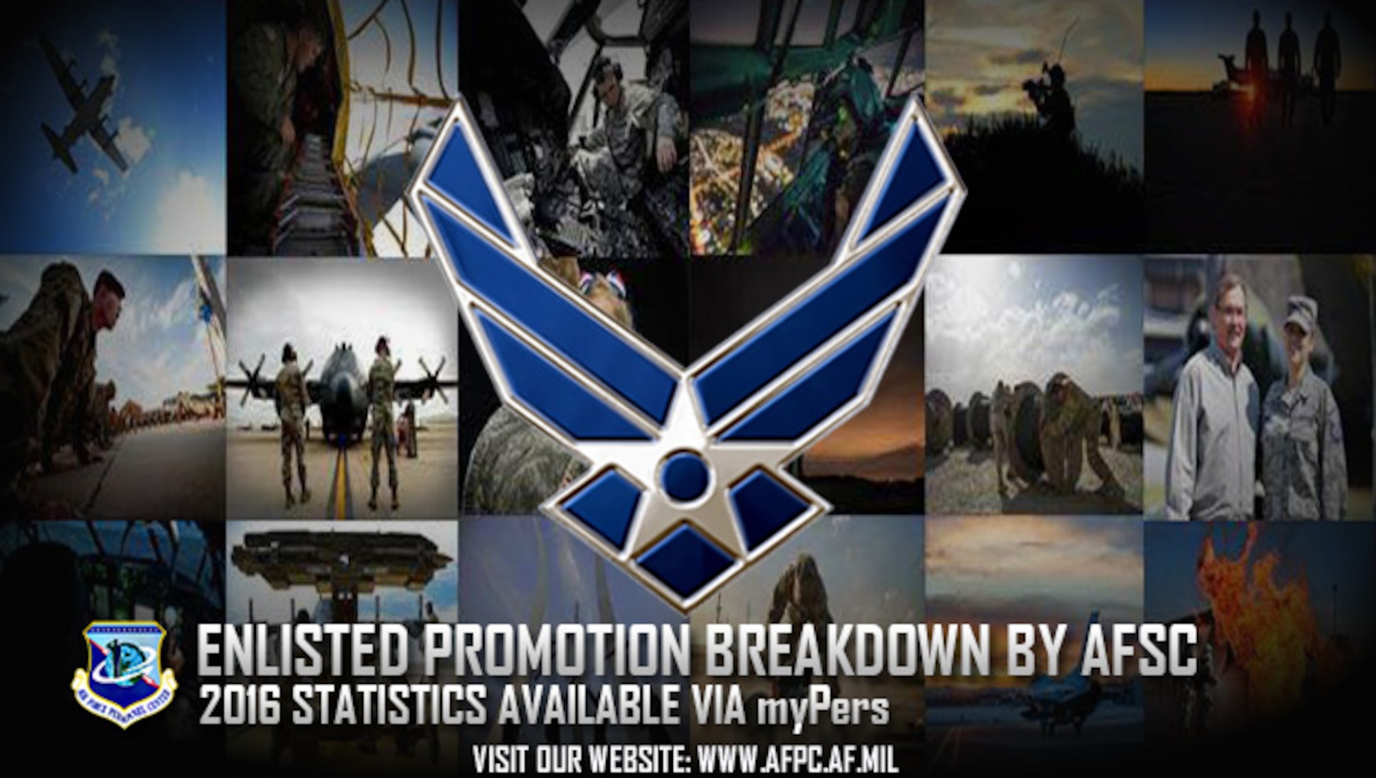 Promotion recommendation breakouts by Air Force Specialty Codes for the 16E5, 16E6, 16E7 promotion cycles are now available on myPers. The released data encompasses the first round of promotions since the enlisted evaluation system overhaul took place starting in 2014. (U.S. Air Force graphic by Staff Sgt. Alexx Pons)