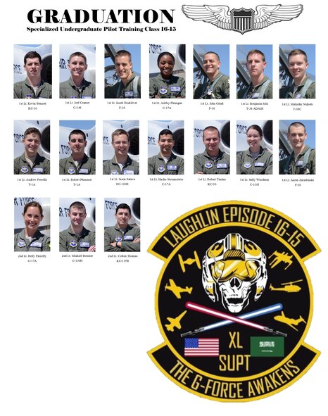 Specialized Undergraduate Pilot Training Class 16-15 is set to graduate. (U.S. Air Force graphic/Airman 1st Class Benjamin N. Valmoja)