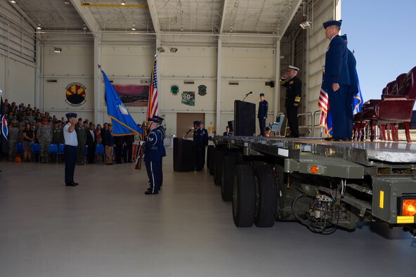 Adm. Kurt Tidd, commander of U.S. Southern Command, presides over the Twelfth Air Force (Air Forces Southern) change of command ceremony Oct. 3, 2016, at Davis-Monthan Air Force Base, Ariz. During the ceremony Lt. Gen. Chris Nowland relinquished command to Lt. Gen. Mark Kelly. Air Forces Southern serves as the air component to U.S. Southern Command and is responsible for providing air and space capabilities in support of U.S. military partnerships across Central and South America, and the Caribbean. (U.S. Air Force photo by Tech. Sgt. Heather Redman)
