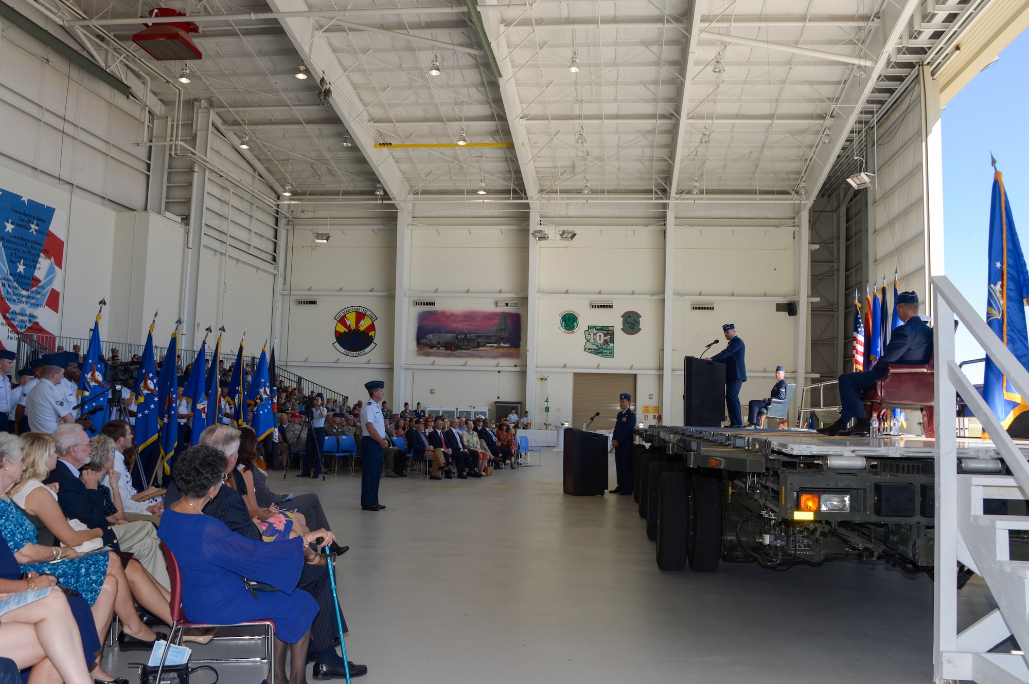Lt. Gen. Chris Nowland, former commander of Twelfth Air Force (Air Forces Southern), thanked the Airmen for their hard work and dedication to the mission during the Twelfth Air Force (Air Forces Southern) change of command ceremony Oct. 3, 2016, at Davis-Monthan Air Force Base, Ariz. During the ceremony Lt. Gen. Chris Nowland relinquished command to Lt. Gen. Mark Kelly. Air Forces Southern serves as the air component to U.S. Southern Command and is responsible for providing air and space capabilities in support of U.S. military partnerships across Central and South America, and the Caribbean. (U.S. Air Force photo by Tech. Sgt. Heather Redman)