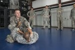 Staff Sgt. Matthew Cummings, 902nd Security Forces Squadron combatives instructor, demonstrates a mount position during training Sept. 14 at Joint Base San Antonio-Randolph. Kimura and Americana submission holds are often seen in mixed martial arts matches, but now they’re also commonplace in Hangar 52 at Joint Base San Antonio-Randolph.