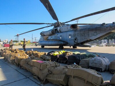 U.S. Marines deployed to Honduras prepare a CH-53E Super Stallion to deploy to Grand Cayman Island today. U.S. Southern Command (SOUTHCOM) directed a team of approximately 100 military personnel and nine helicopters to Grand Cayman Island where they will be staged and ready to support U.S. disaster relief operations in the Caribbean if requested by the U.S. Agency for International Development’s (USAID) Office of Foreign Disaster Assistance (OFDA). (U.S. Marine Corps photo)