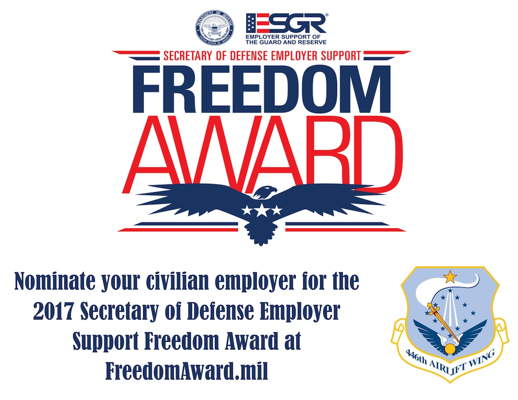 The Freedom Award is the U.S. government's highest award for large, small, and public organizations (not individuals, e.g. a supervisor, manager, etc.) that provide outstanding support of their Guard and Reserve employees. 
