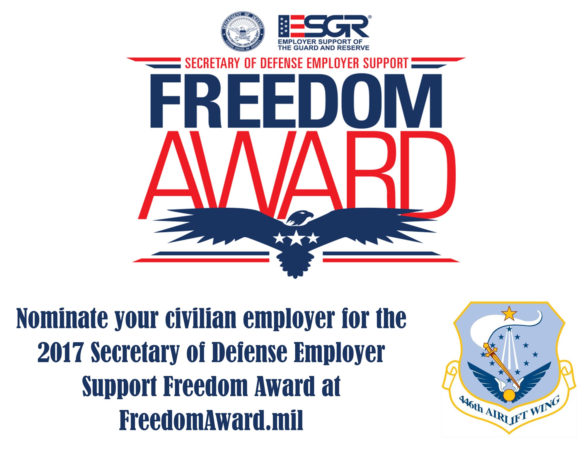 The Freedom Award is the U.S. government's highest award for large, small, and public organizations (not individuals, e.g. a supervisor, manager, etc.) that provide outstanding support of their Guard and Reserve employees. 