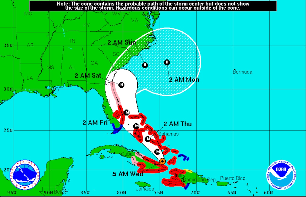 National Guard members in four states have either been called up or are on standby for storm-related assistance to residents as Hurricane Matthew threatens the Southeast. National Oceanographic and Atmospheric Administration photo