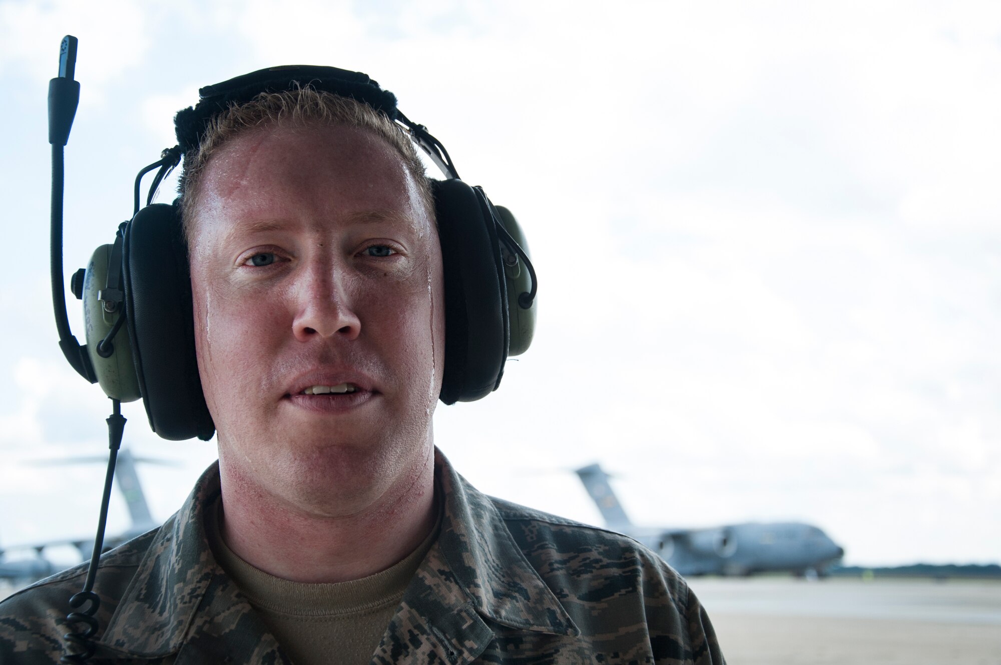 Staff Sgt. Jospeh Gutowski, a crew chief for the 305th Air Mobility Wing, checks the inside of a C-17 Globemaster III engine for debris on Joint Base McGuire-Dix-Lakehurst, N.J., Oct. 3, 2016. Gutowski was recently awarded the Thomas N. Barnes Crew Chief of the Year Award, and recognized at the Air Mobility Command level.