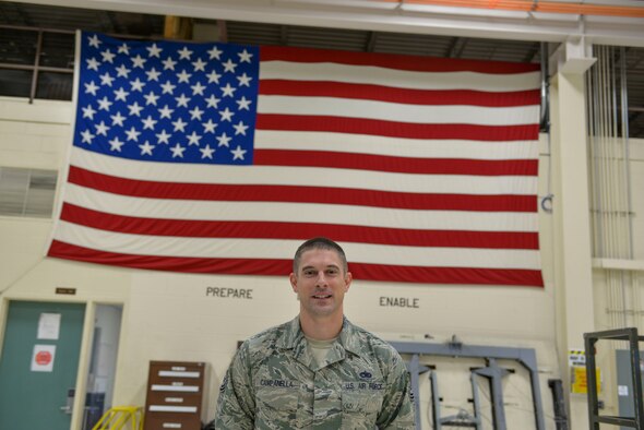 U.S. Air Force Tech. Sgt. Daniel Campanella, an Air Education and Training Command aerospace propulsion instructor with the 372nd Training Squadron Detachment 25, takes a brief break Sept. 27, 2016, at Eielson Air Force Base, Alaska. Campanella said his biggest inspiration comes from the other men and women he serves with. (U.S. Air Force photo by Airman Isaac Johnson)