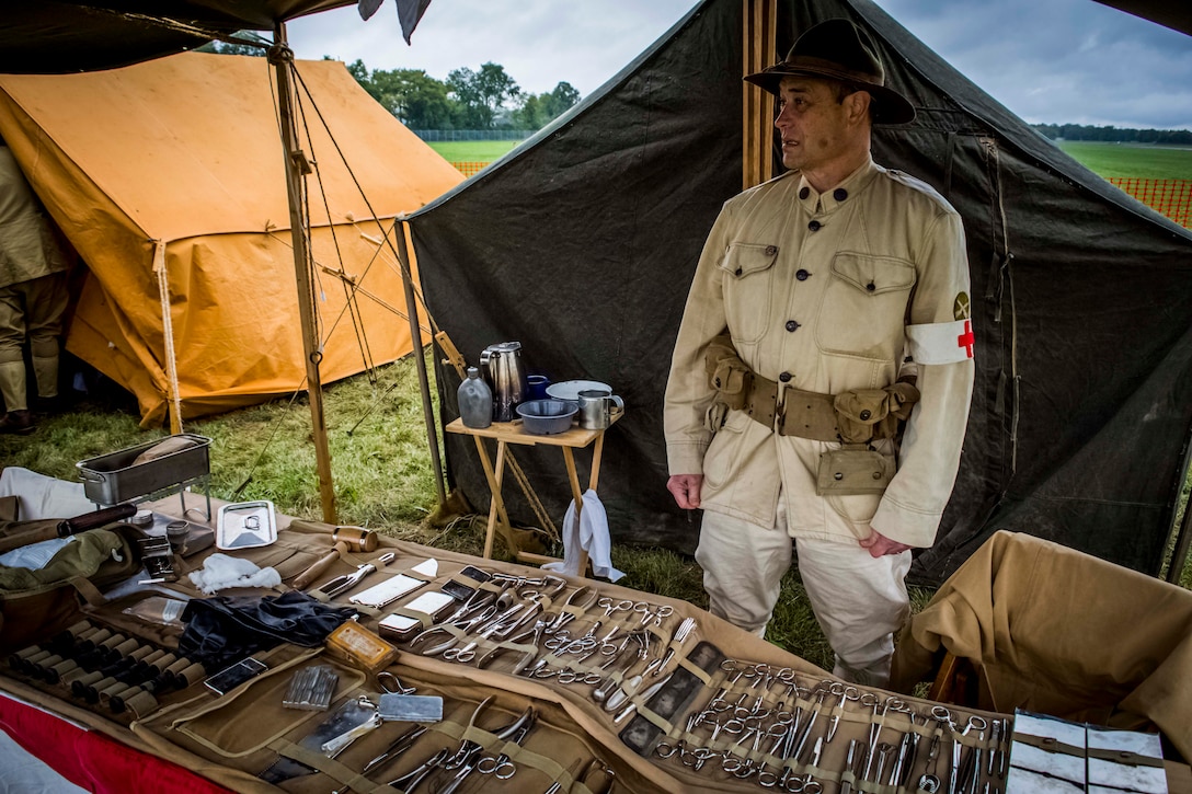 DAYTON, Ohio -- Visitors encountered more than 60 re-enactors in a war encampment setting during the Tenth WWI Dawn Patrol Rendezvous at the National Museum of the U.S. Air Force on Oct. 1-2, 2016. (U.S. Air Force photo by Mike Lent)