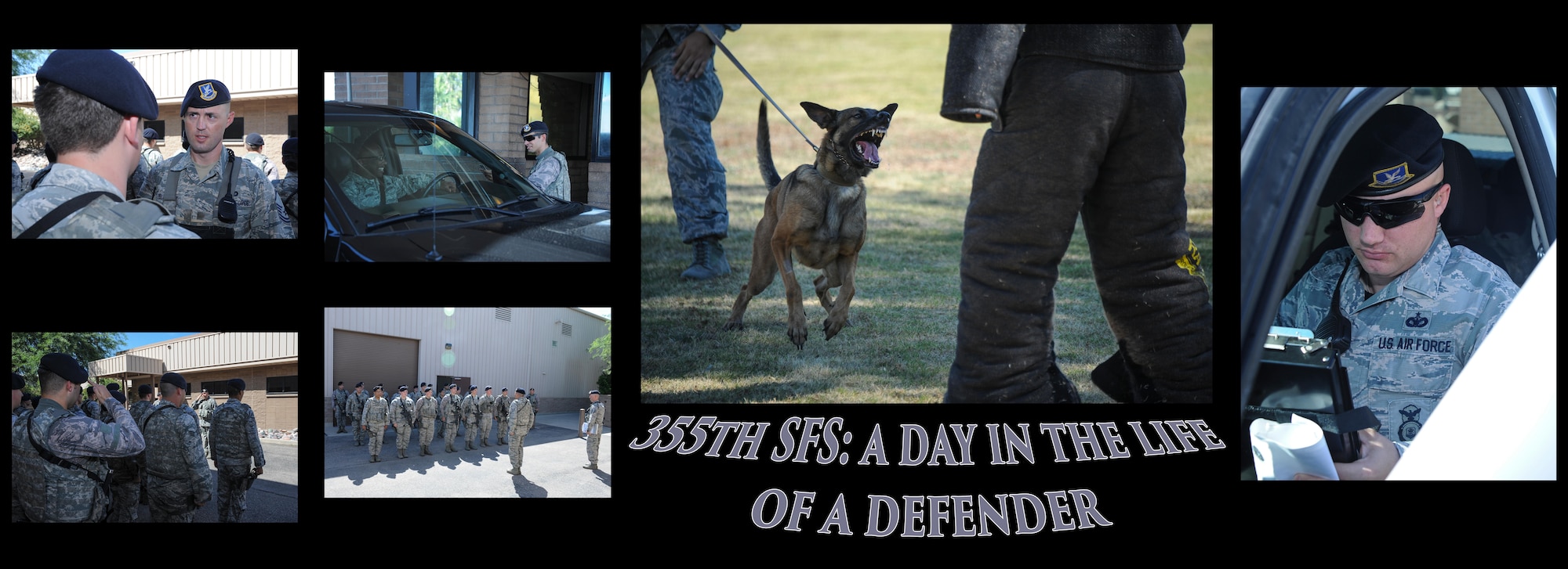The 355th Security Forces Squadron mission is to protect, defend and fight to enable Air Force, joint and coalition mission success. Security Forces members are responsible for ensuring the safety of base weapons, property and personnel from hostile forces. The 355th SFS consists of over 300 military and civilian personnel. (U.S. Air Force illustration by Airman 1st Class Mya M. Crosby)