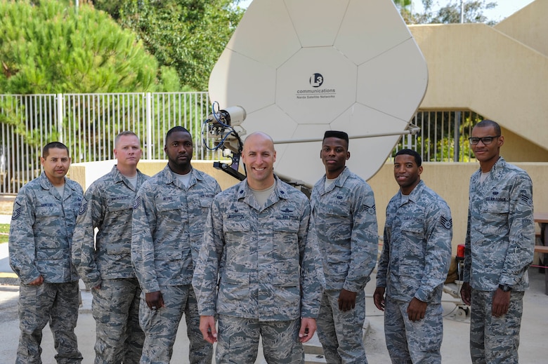 U.S. Air Force Lt. Col. Timothy Meerstein, 39th Communications Squadron (CS) commander, stands with 39th CS Airmen for a photo Oct. 5, 2016, at Incirlik Air Base, Turkey. Meerstein is in charge of more than 170 permanent party and deployed Airmen. (U.S. Air Force photo by Airman 1st Class Devin M. Rumbaugh)