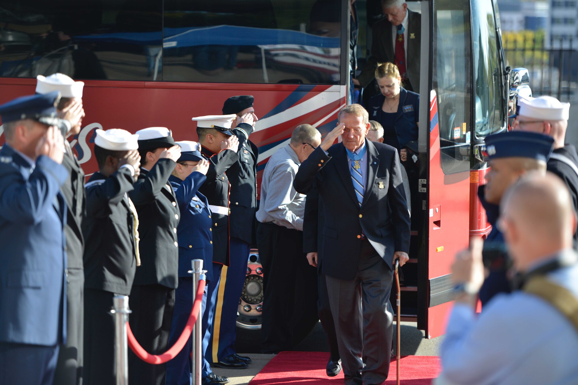 Medal of Honor recipients arrive at the Minnesota Medal of Honor Memorial groundbreaking ceremony Oct. 3.