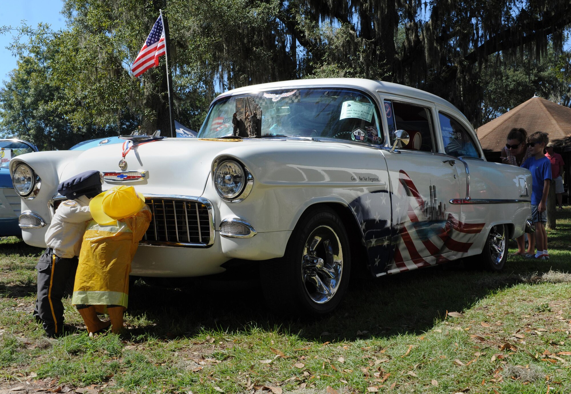 A 1955 Chevy 210 sits on display at marina park during the Cruisin’ Keesler 13th Annual Car Show Oct. 1, 2016, on Keesler Air Force Base, Miss. There were over 130 classic car, truck, bike and hot rod entries with more than 40 awards presented. (U.S. Air Force photo by Kemberly Groue/Released)