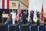 YOKOTA AIR BASE, Japan (Oct. 6, 2016) - Adm. Harry B. Harris, commander of U.S. Pacific Command, left, Gen. Terrence J. O’Shaughnessy, commander of Pacific Air Forces, Lt. Gen. Jerry Martinez renders honors during presentation of the Colors.  Martinez assumed the responsibilities as commander of USFJ and the 5th Air Force.