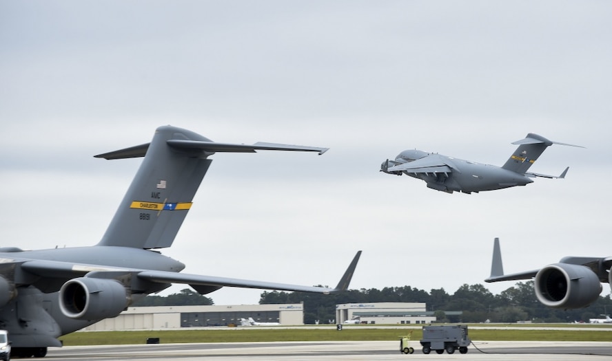 Joint Base Charleston C-17 Globemaster IIIs evacuate to Fort Campbell, KY on Oct. 6, 2016 to continue their mission of rapid global mobility during Hurricane Matthew. Due to Hurricane Matthew, a Limited Evacuation Order of South Carolina Hurricane Evacuation Zones was issued by the Commander, Joint Base Charleston. All Joint Base personnel are expected to evacuate the area and will return once damage is assessed and it’s safe to return.