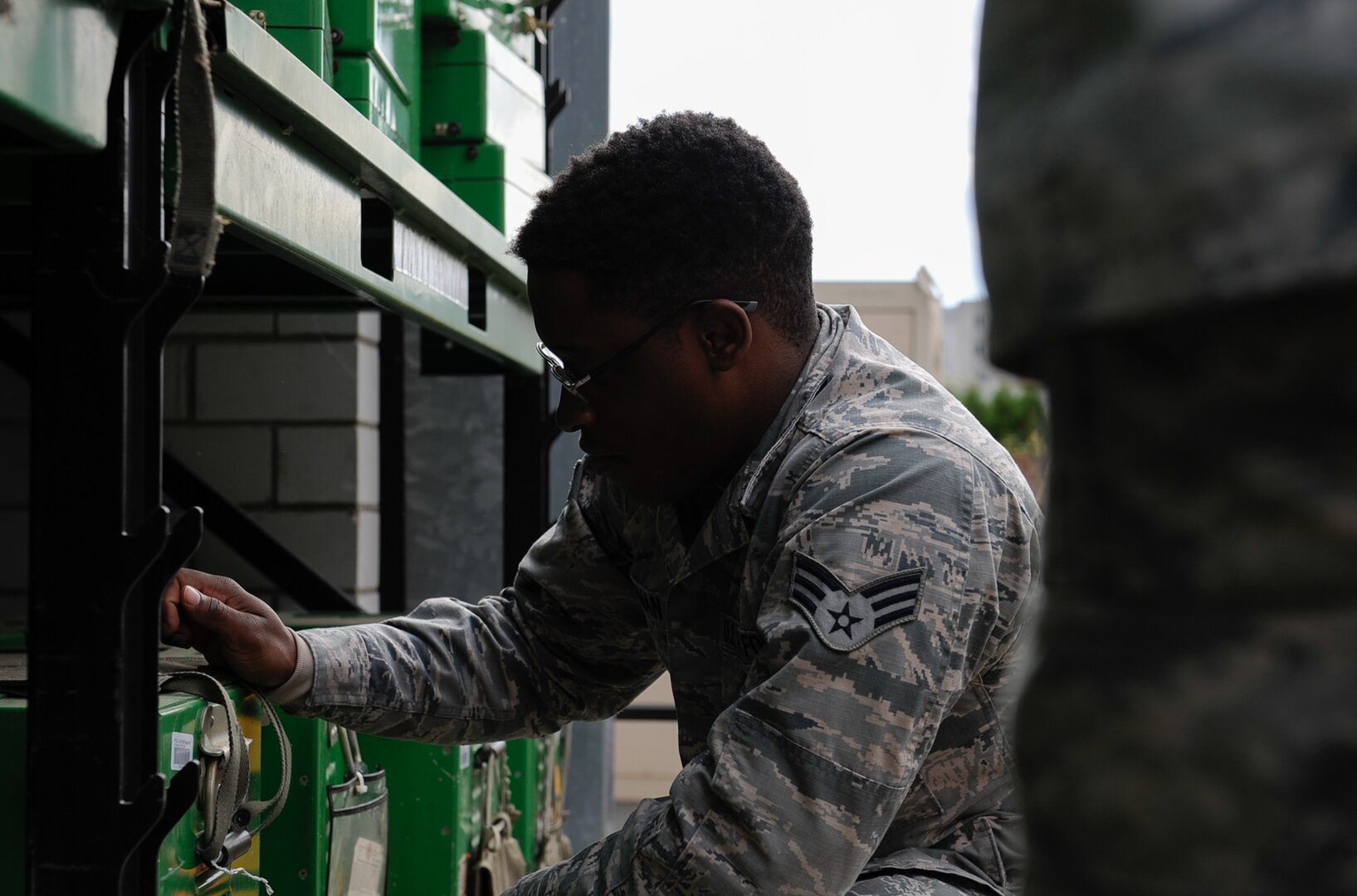 An 86th Medical Support Squadron Airman takes inventory after Exercise Immediate Response 2016 in Slovenia at Ramstein Air Base, Germany, Sept. 28, 2016. Supplies used in exercises like Immediate Response 2016 are inventoried before and after the exercise. (U.S. Air Force photo by Airman 1st Class Savannah L. Waters) 


 



