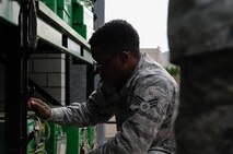 An 86th Medical Support Squadron Airman takes inventory after Exercise Immediate Response 2016 in Slovenia at Ramstein Air Base, Germany, Sept. 28, 2016. Supplies used in exercises like Immediate Response 2016 are inventoried before and after the exercise. (U.S. Air Force photo by Airman 1st Class Savannah L. Waters) 


 



