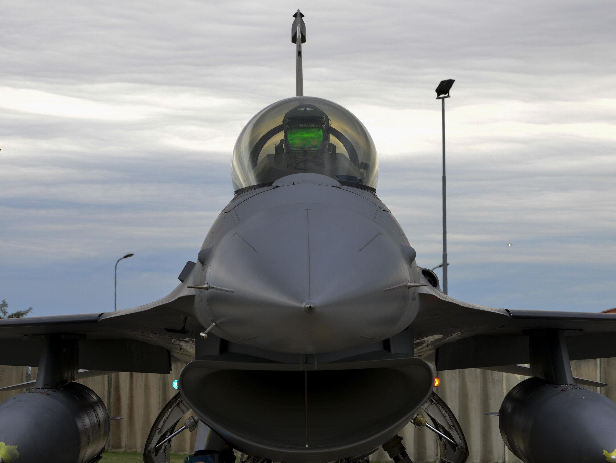 Capt. Nathan Skavdal, 555th Fighter Squadron F-16 Fighting Falcon pilot, sits inside of an F-16 at Aviano Air Base, Italy on Oct. 5, 2016. The 555th FS, also known as the Triple Nickel, has been assigned to Aviano since 1994. (U.S. Air Force photo by Senior Airman Krystal Ardrey/Released)