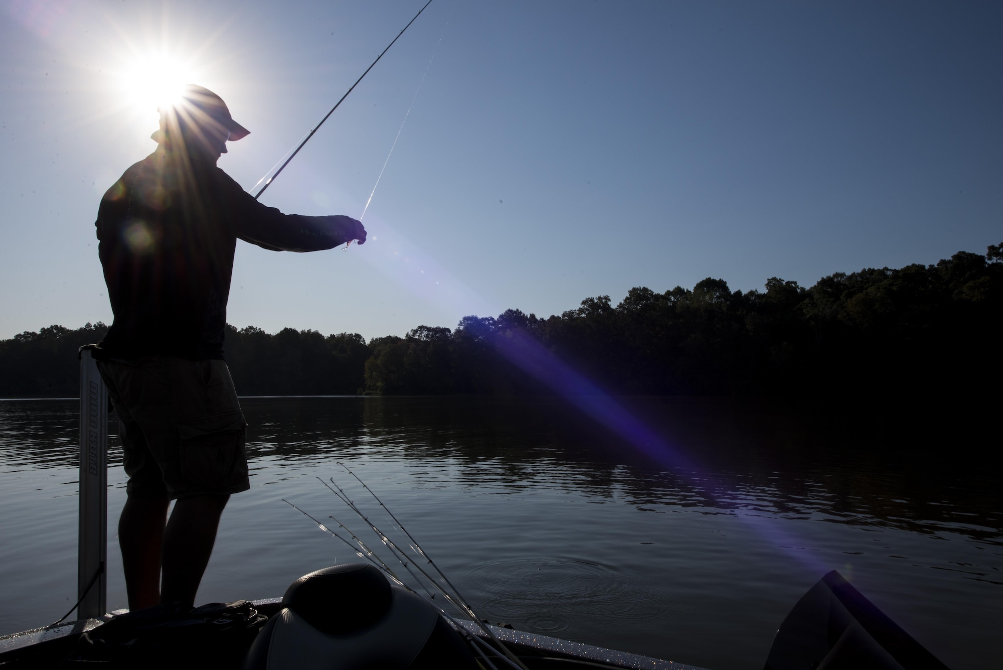 Staff Sgt. Alex Stojadinovic fishes on the Alabama River, Sept. 29, 2016. The Holm Center finance troop uses fished as an outlet to keep his mind calm. (U.S. Air Force photo by Senior Airman William Blankenship)