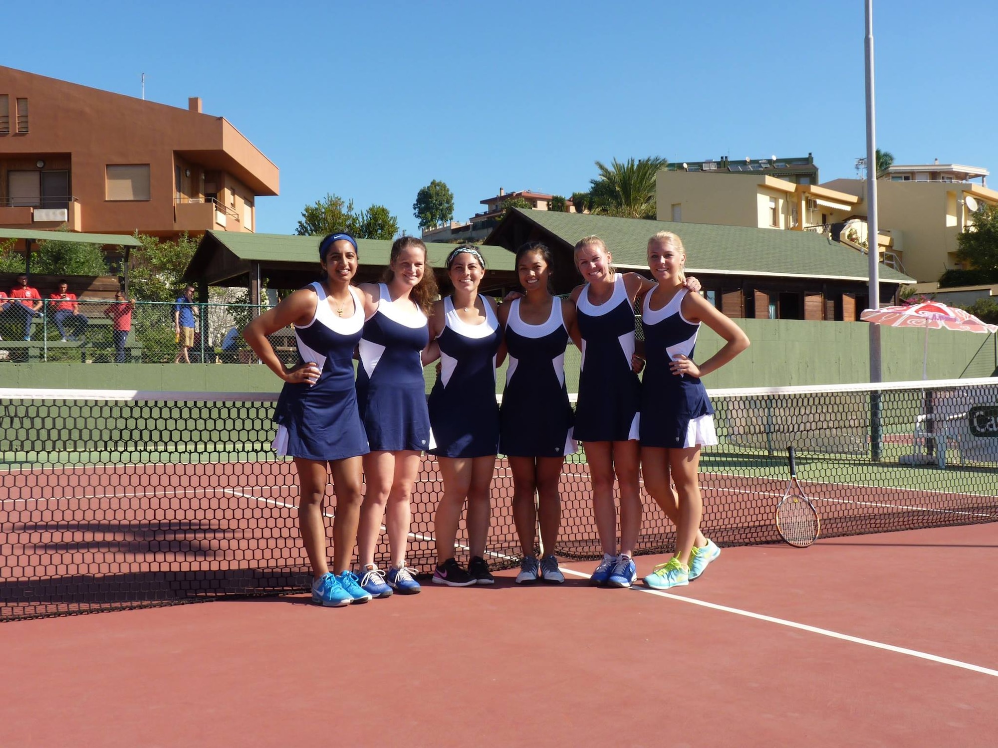 The U.S. Air Force Falcons pose for a group photo during the Headquarters Air Command Tennis Championship 2016 Sardegna in Cagliari, Italy Sept. 28. The Falcons were undefeated throughout the competition. (Courtesy photo)