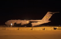 A C-17 Globemaster III parks on the flightline at Barksdale Air Force Base, La., Oct. 5, 2016. Hundreds of aircrew and more than 100 aircraft from Shaw Air Force Base, S.C., Joint Base Charelston, S.C., and Seymour Johnson Air Force Base, N.C., relocated to avoid potential damage from high winds associated with Hurricane Matthew along the East Coast. (U.S. Air Force photo/Airman 1st Class Stuart Bright)