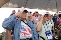 Members of the Women in the Air Force, the term for women who joined the Air Force between the years of 1949 -1976, attend the Air Force Basic Training Graduation Parade as part of the Joint Base San Antonio WAF Reunion Oct. 7, 2016, at JBSA-Lackland. WAF members participated in a tour of JBSA-Lackland that included viewing a basic military training graduation, attending a luncheon with a historical fashion show which featured women’s uniforms throughout different historical periods of the Air Force, visiting the Airman Heritage Museum.