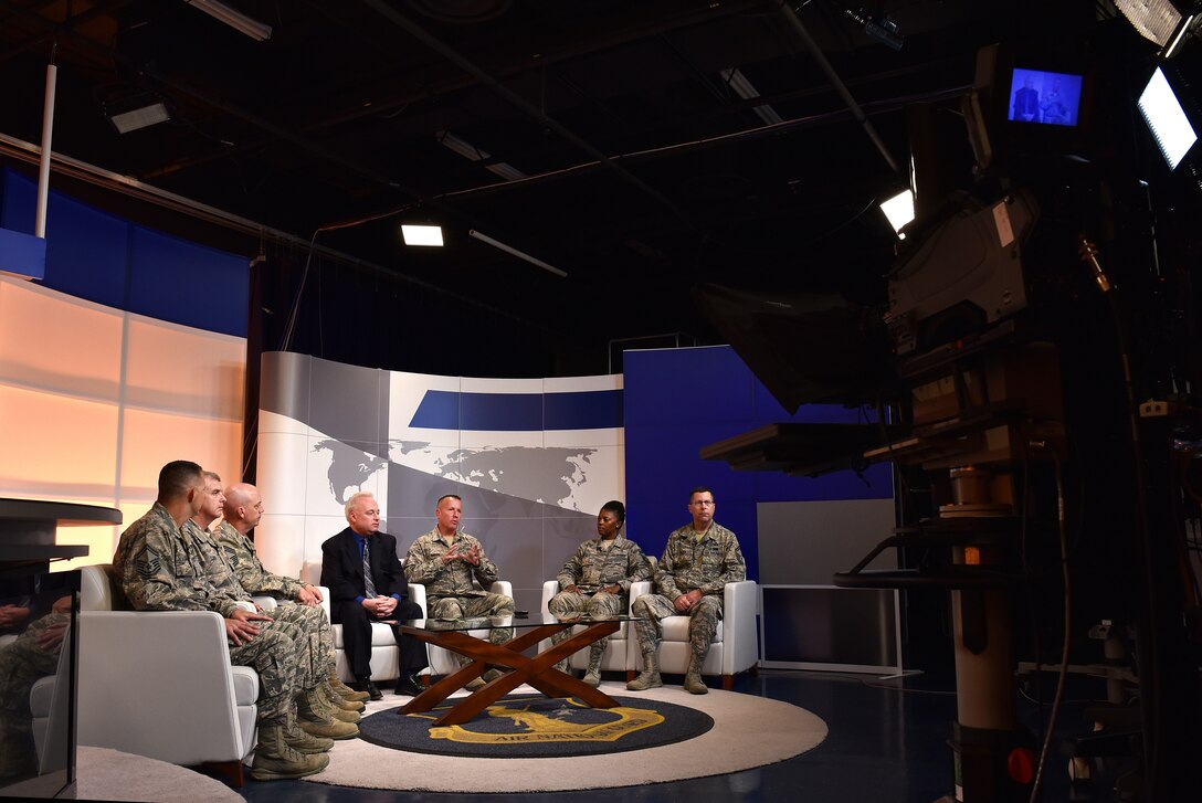 A contracting working group for the Air National Guard hosts a live, nationwide question-and-answer session, Oct. 6, 2016, with the field from the TEC TV studios at the IG. Brown Training and Education Center on McGhee Tyson Air National Guard Base in Louisville, Tenn. The subject matter experts addressed current information and issues in contracting. (U.S. Air National Guard photo by Master Sgt. Mike R. Smith)
